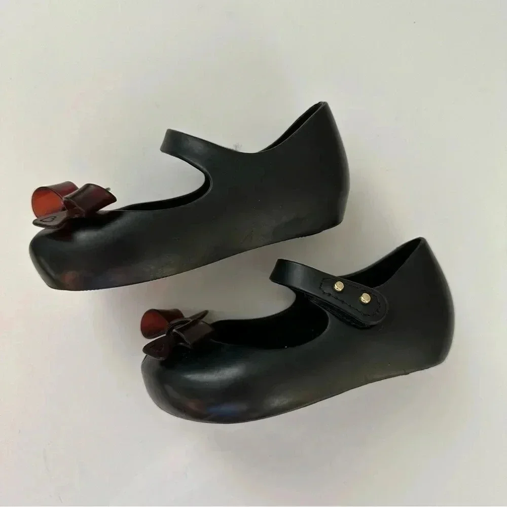 Mini Melissa toddler peep toe shoes size‎ 7 black bow
